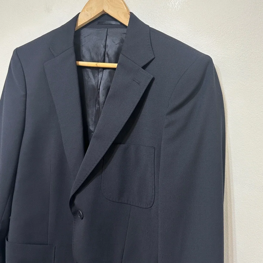 Lacoste Sport Coat Mens Medium 40 Navy Blue Wool Blend Pick Stitch Blazer Preppy